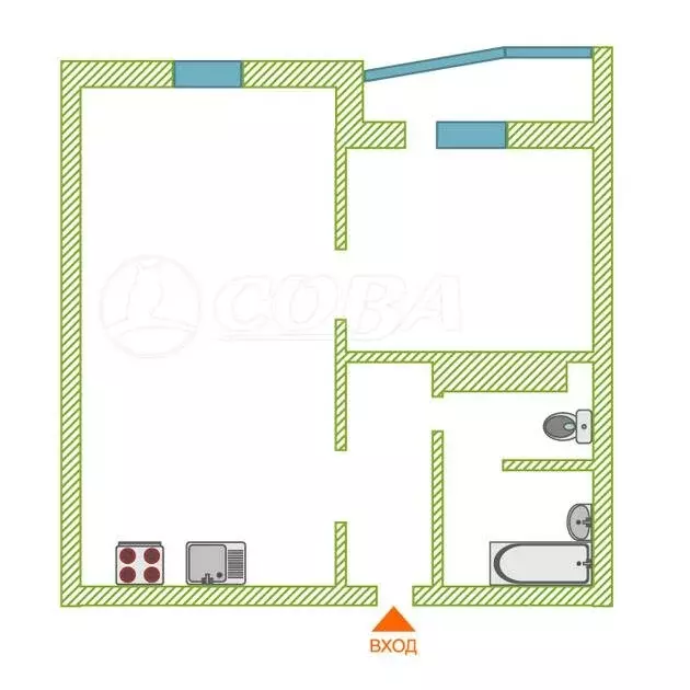 1-комнатная квартира: деревня Дударева, улица Созидателей, 12 (37 м) - Фото 1