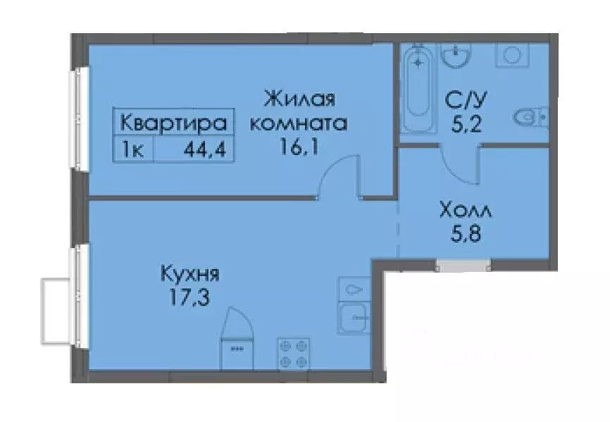 1-к кв. Татарстан, Казань ул. Анаса Тазетдинова, 7к8 (43.8 м) - Фото 2