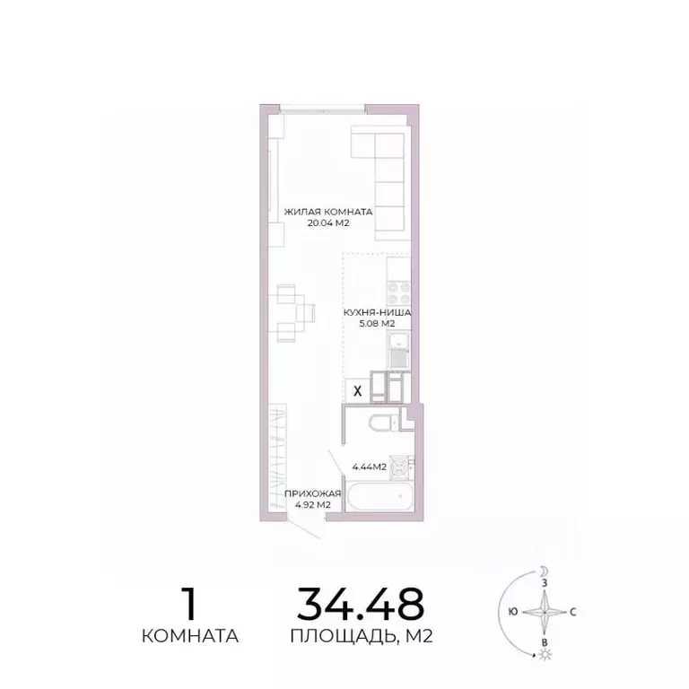 1-к кв. Пензенская область, Пенза Побочинская ул., с18 (34.48 м) - Фото 1