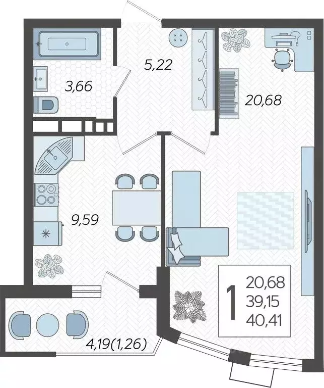 1-к кв. Краснодарский край, Краснодар Уральская ул., 100/8 (40.41 м) - Фото 0