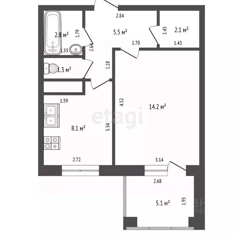 1-к кв. Московская область, Химки Клязьма кв-л, проезд Набережный, 7 ... - Фото 2