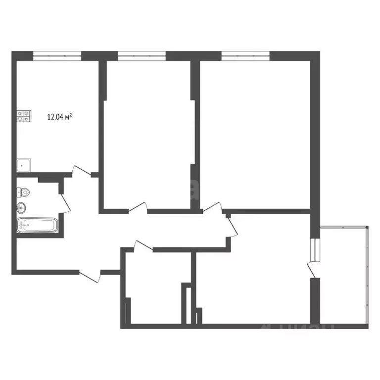 3-к кв. Тюменская область, Тюмень ул. Бакинских Комиссаров, 1 (75.9 м) - Фото 2