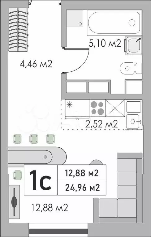 Квартира-студия, 25 м, 4/11 эт. - Фото 0