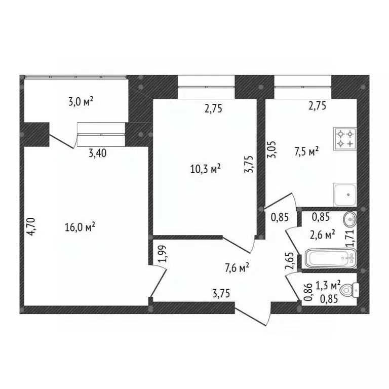 2-к кв. Башкортостан, Уфа Революционная ул., 31 (45.0 м) - Фото 2