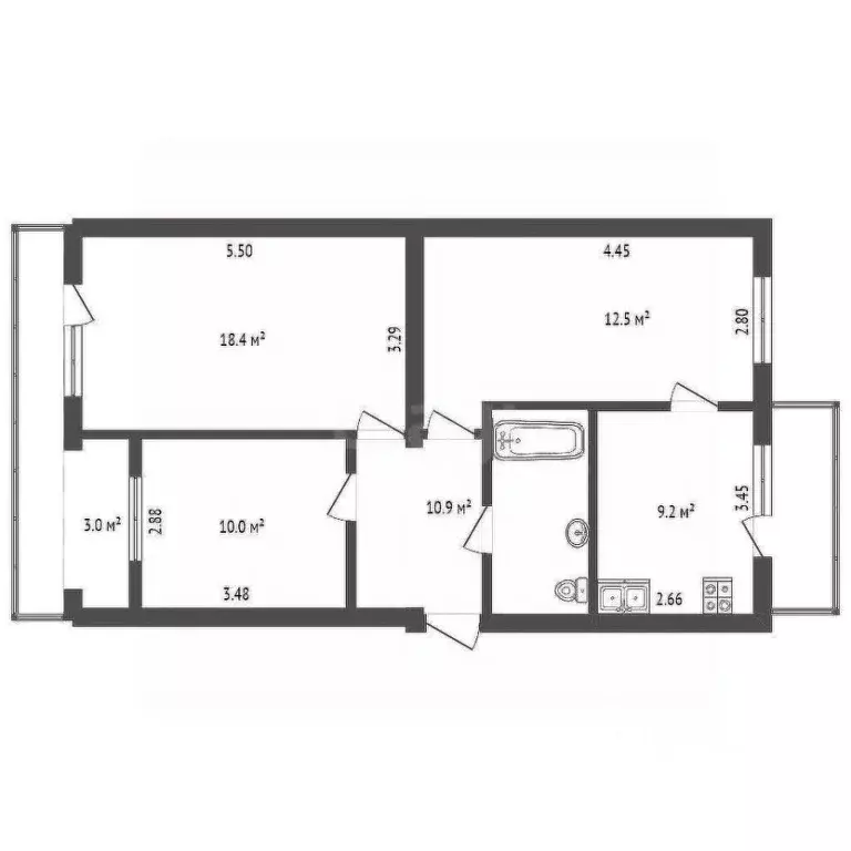 3-к кв. Севастополь ул. Генерала Хрюкина, 22 (69.8 м) - Фото 2