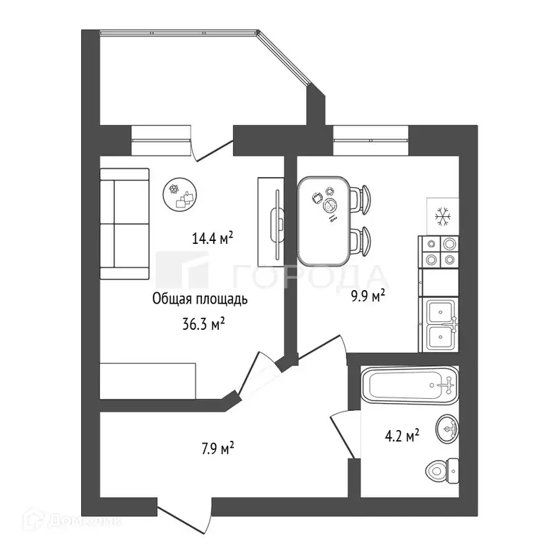 Продаётся 1-к квартира, 36.3 м - Фото 1