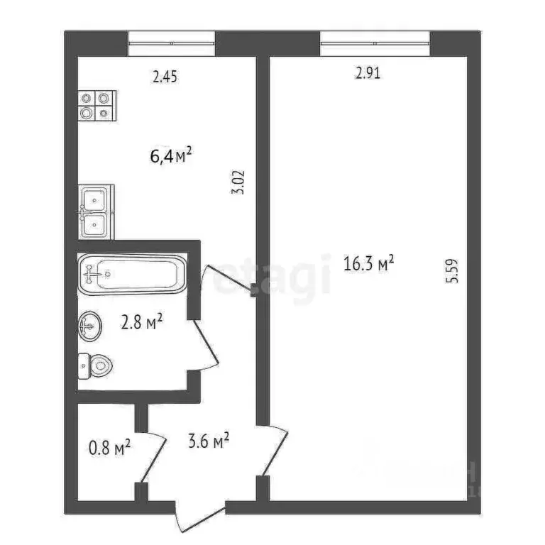 1-к кв. Калужская область, Бабынинский район, Воротынск городское ... - Фото 2