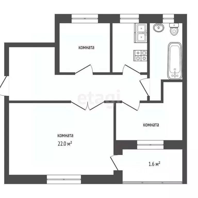 Комната Псковская область, Порхов Мебельная ул., 12к1 (22.0 м) - Фото 2