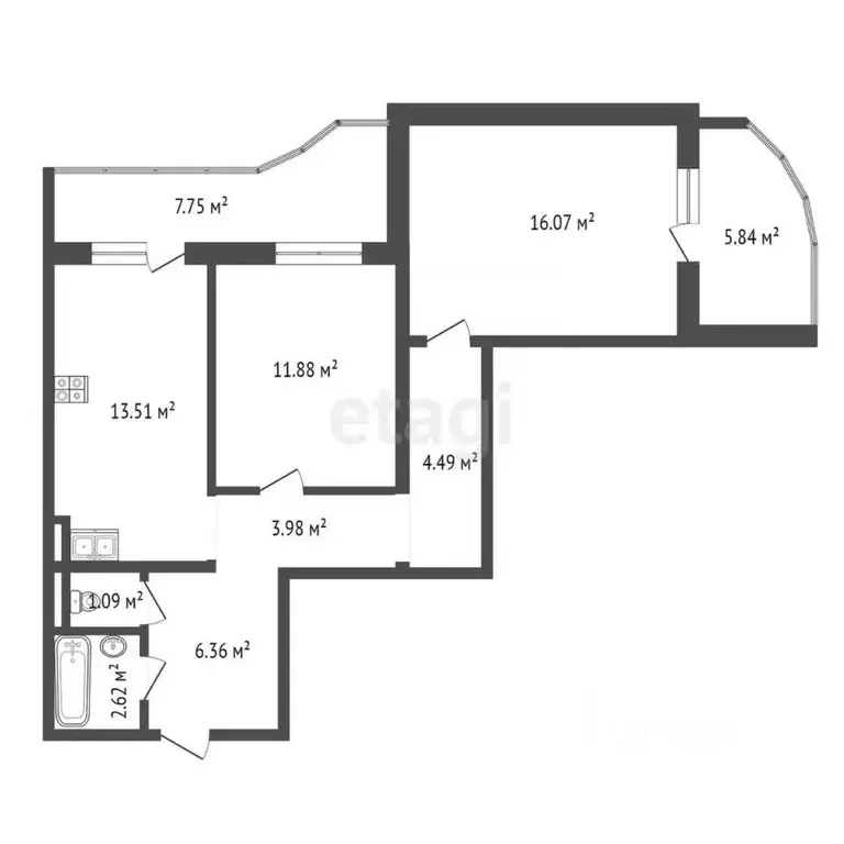 2-к кв. Белгородская область, Белгород Новый-2 мкр, ул. Шумилова, 10 ... - Фото 2