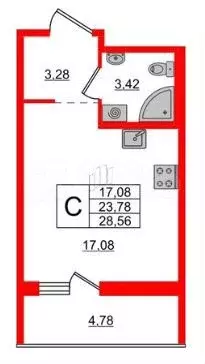 Квартира-студия, 28,5 м, 18/20 эт. - Фото 0