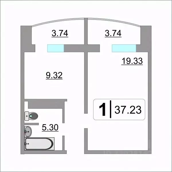 1-к кв. Тюменская область, Тюмень ул. Монтажников, 40 (37.2 м) - Фото 2