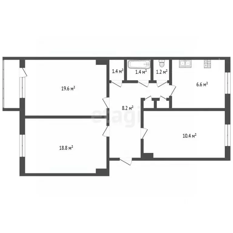 Комната Севастополь ул. Бакинская, 18 (10.4 м) - Фото 2