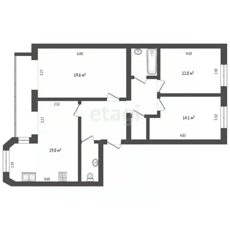 3-к кв. Томская область, Томск Карповский пер., 3 (92.1 м) - Фото 1