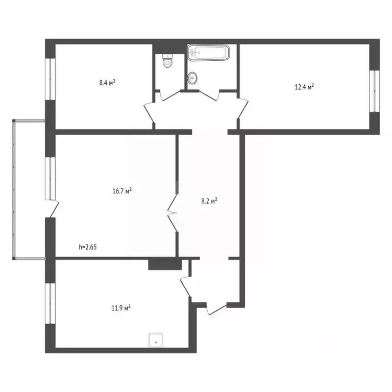 3-к кв. Красноярский край, Красноярск Комсомольский просп., 9 (66.6 м) - Фото 2