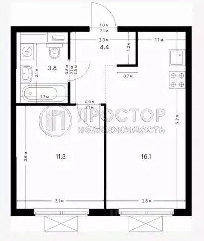 1-к кв. Москва Большая Академическая 85 жилой комплекс, к3.1 (35.6 м) - Фото 1