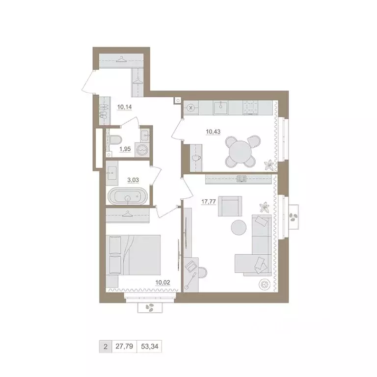 2-к кв. Башкортостан, Уфа бул. Яркий (53.34 м) - Фото 1