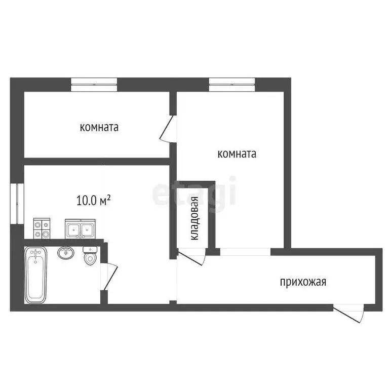 2-комнатная квартира: Куеда, улица Карла Либкнехта, 30 (40.2 м) - Фото 0