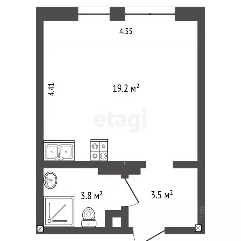 Студия Ямало-Ненецкий АО, Новый Уренгой Энтузиастов мкр, 9 (26.1 м) - Фото 1