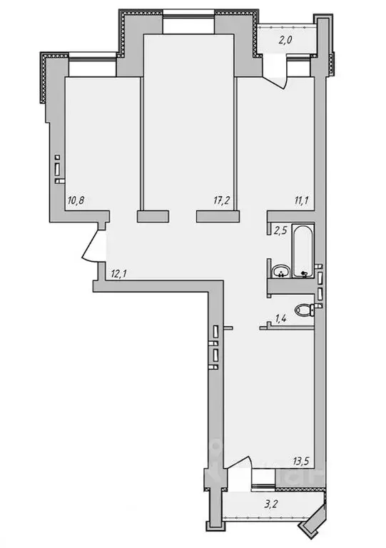 3-к кв. Томская область, Томск Нижний пер., 51 (70.0 м) - Фото 2