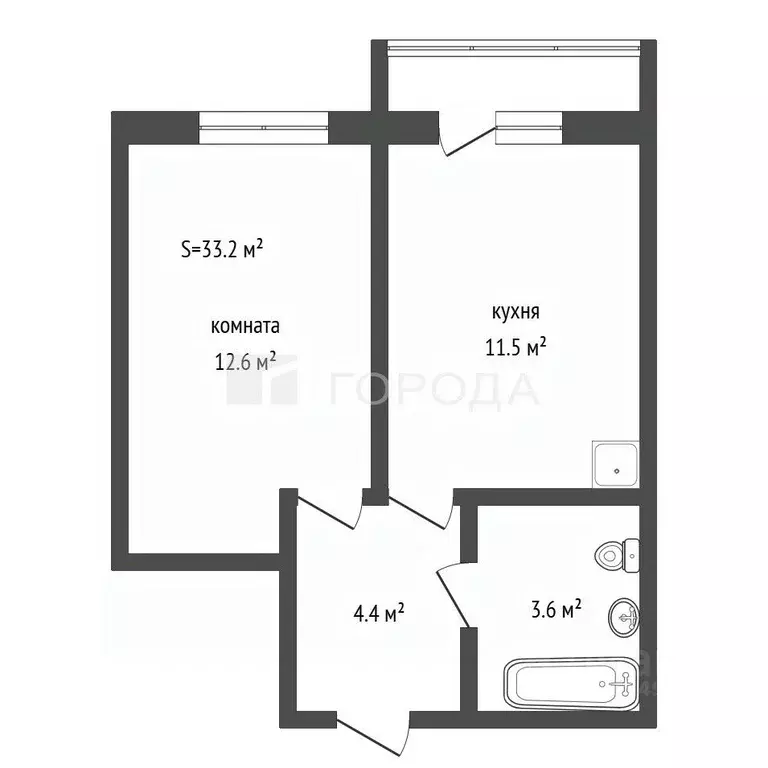 1-к кв. Алтайский край, Барнаул ул. Папанинцев, 145 (33.2 м) - Фото 2