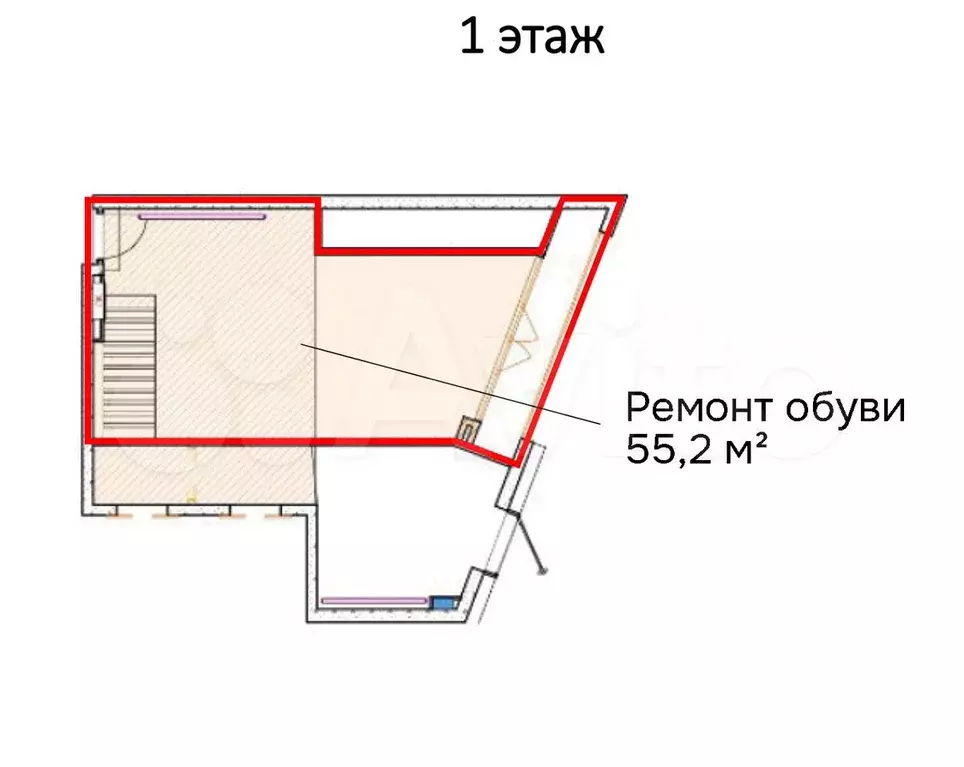 Помещение с арендатором Ремонт обуви 55,2 м - Фото 0