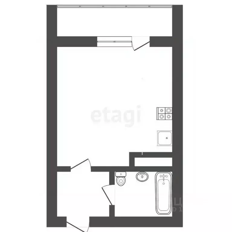 Студия Тюменская область, Тюмень ул. Тимофея Чаркова, 81к2 (28.8 м) - Фото 1