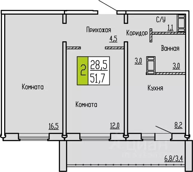 2-к кв. Курганская область, Курган ул. Карбышева, 52 (51.7 м) - Фото 0