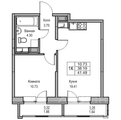 1-к кв. Санкт-Петербург ул. Ивинская, 5к2 (38.19 м) - Фото 0