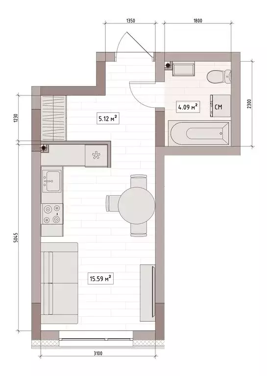 Квартира-студия: Кемерово, улица Терешковой, 39А (25.6 м) - Фото 2
