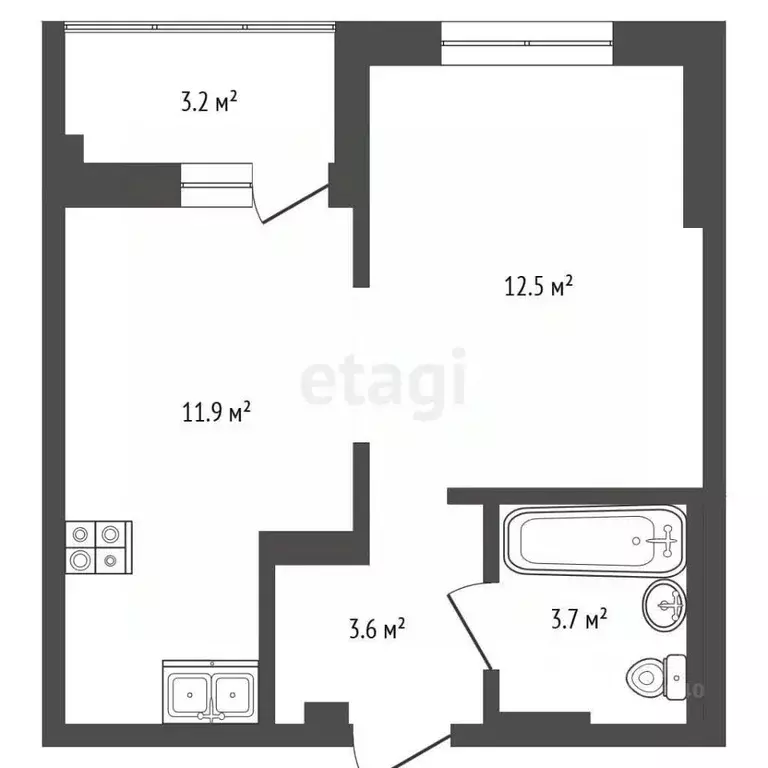 1-к кв. Крым, Феодосия ш. Симферопольское, 48к1 (31.7 м) - Фото 2