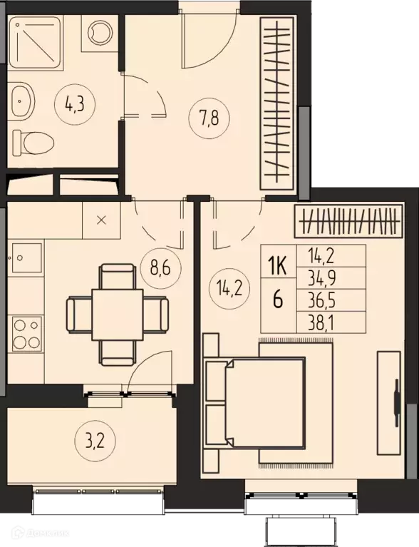 Продаётся 1-к квартира, 36.5 м - Фото 0