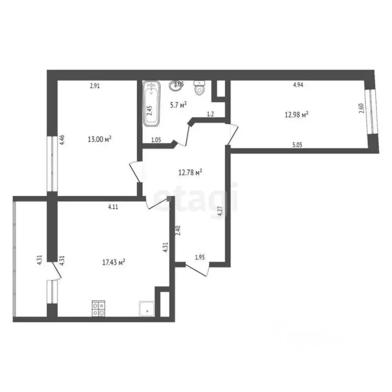 2-к кв. Тюменская область, Тюмень ул. Тимофея Чаркова, 81 (59.4 м) - Фото 2