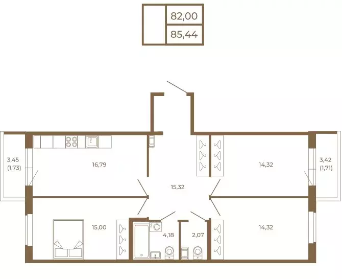3-комнатная квартира: Сертолово, ЖК Новая История (85.44 м) - Фото 1