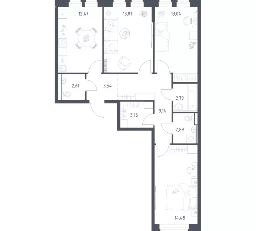 3-комнатная квартира: посёлок городского типа Мисайлово, микрорайон ... - Фото 1