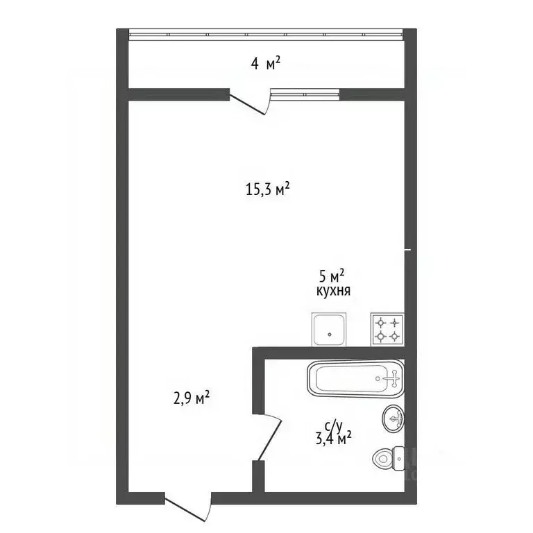 Студия Башкортостан, Уфа ул. Асхата Мирзагитова, 12 (26.4 м) - Фото 2