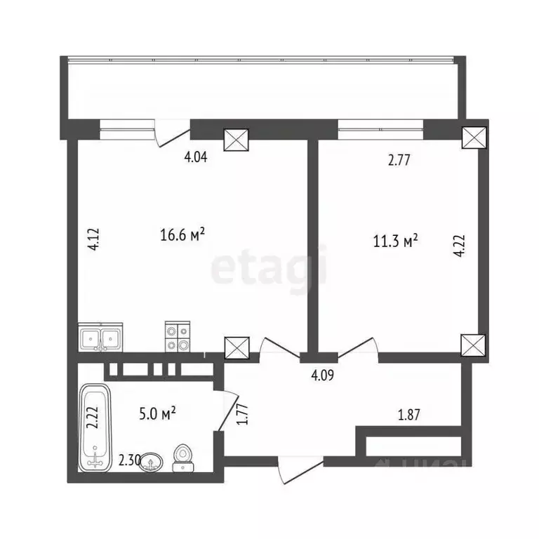 1-к кв. Тюменская область, Тюмень Кремлевская ул., 112к1 (38.8 м) - Фото 0