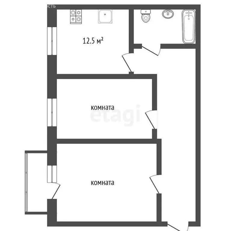 2-комнатная квартира: Кемерово, улица 50 лет Октября, 15 (49.2 м) - Фото 1