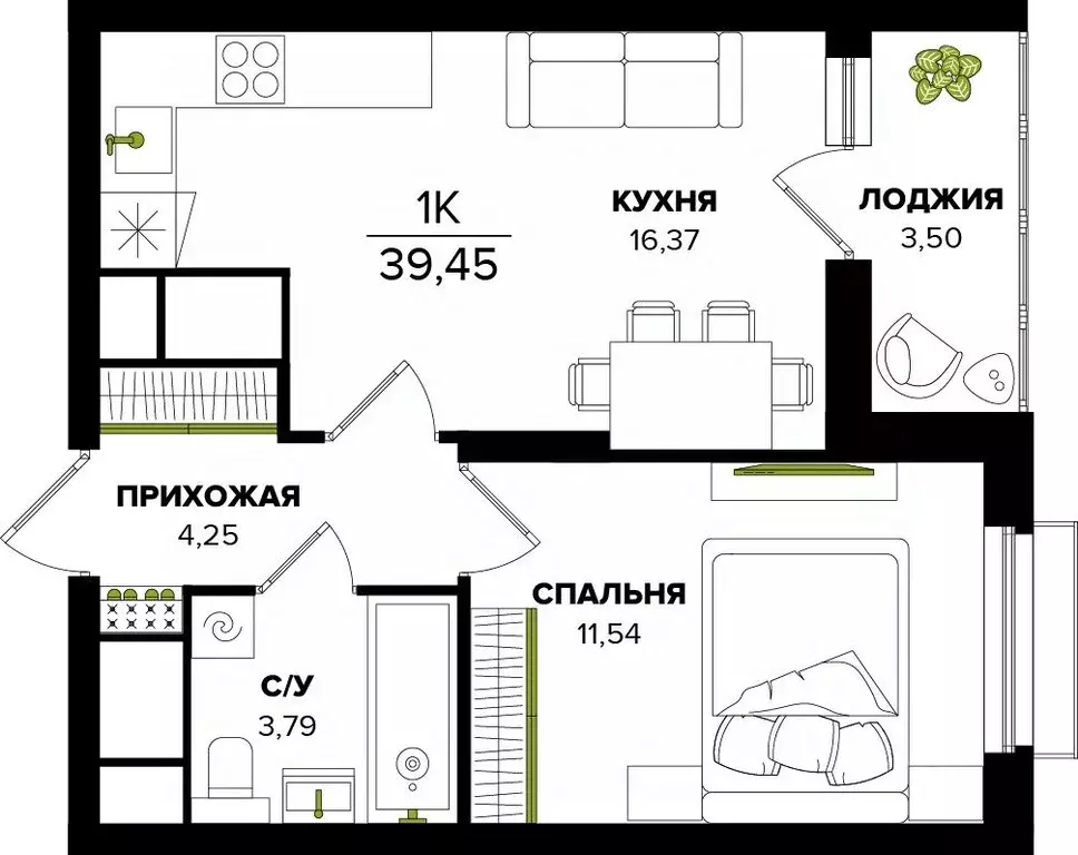 1-к кв. Тульская область, Тула  (39.45 м) - Фото 0