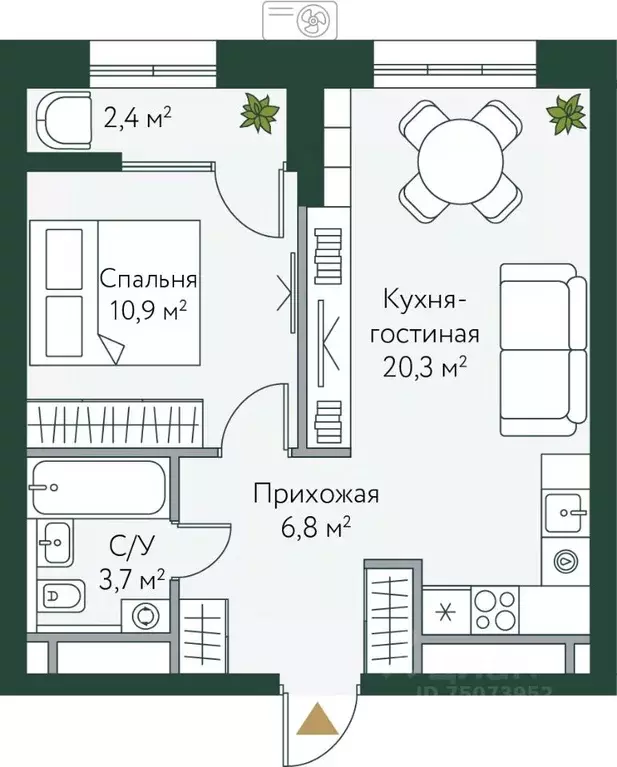 1-к кв. Волгоградская область, Волгоград Новосибирская ул., 74с1 (44.1 ... - Фото 0
