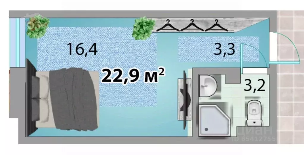 Студия Крым, Черноморское пгт ул. Сигнальная, 2Вк13 (23.0 м) - Фото 2