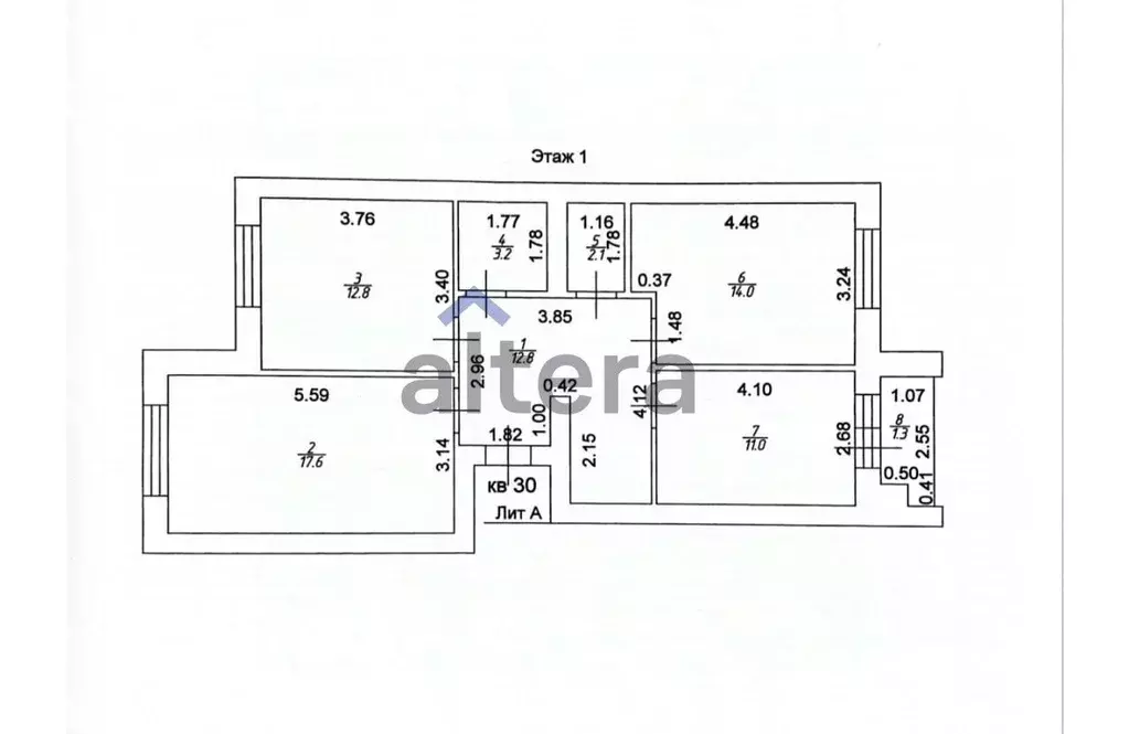 3-к кв. Татарстан, с. Высокая Гора ул. Рождественская, 6А (73.5 м) - Фото 1