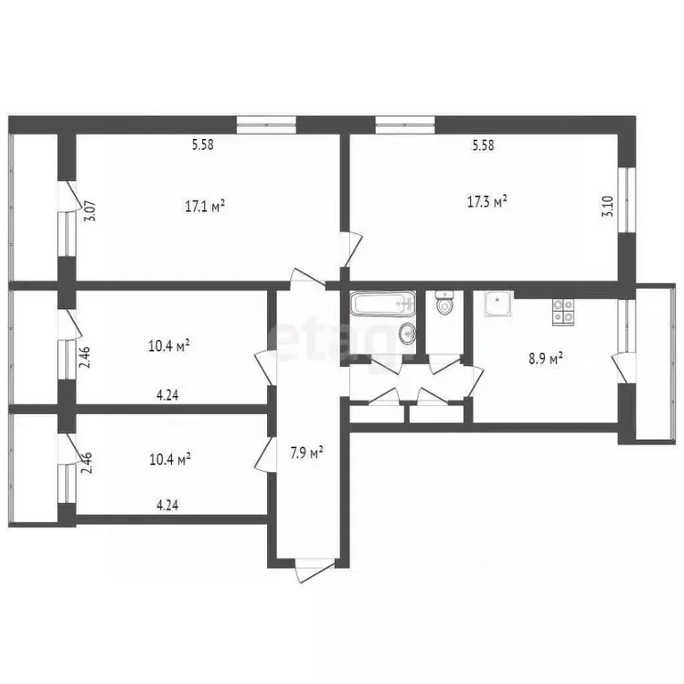 4-к кв. Ярославская область, Ярославль ул. Туманова, 4а (78.9 м) - Фото 2