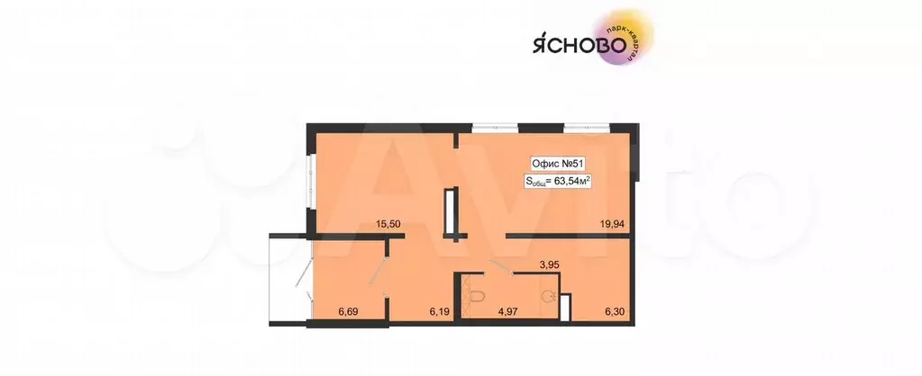 Помещение свободного назначения, 63.54 м - Фото 0