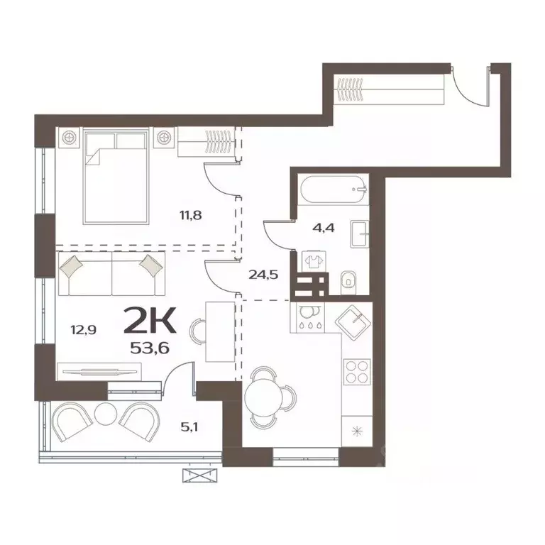 2-к кв. Приморский край, Владивосток ул. Коммунаров, 15к6 (53.6 м) - Фото 1