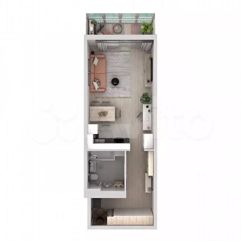 Квартира-студия, 43,1 м, 7/19 эт. - Фото 1