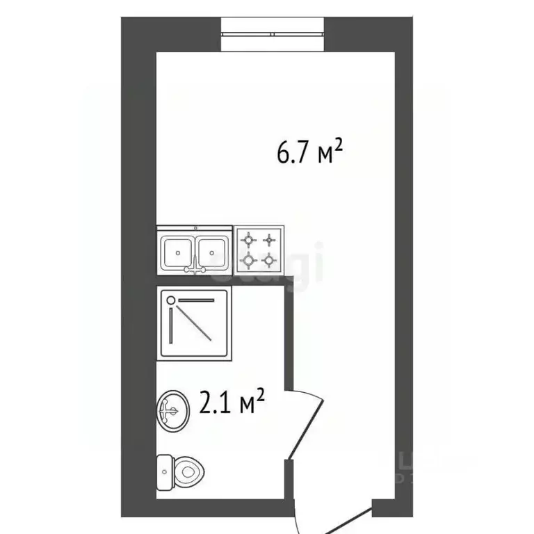 Студия Санкт-Петербург ул. Блохина, 12 (13.1 м) - Фото 1