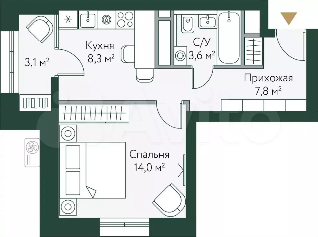 1-к. квартира, 36,8 м, 16/24 эт. - Фото 0