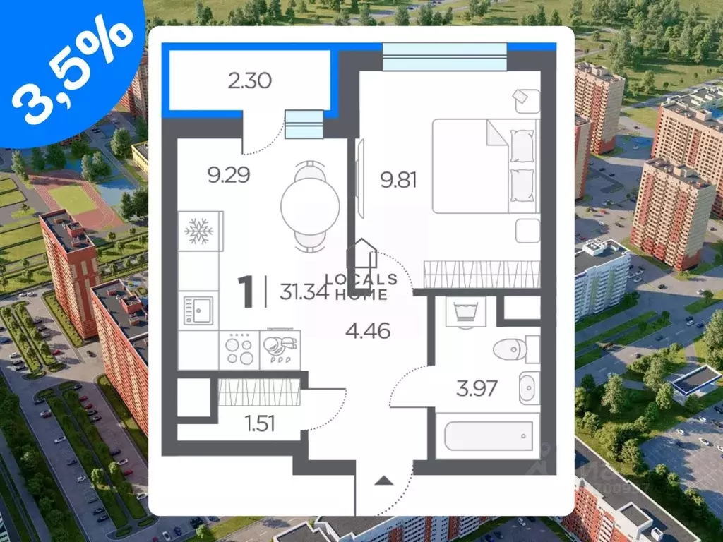 1-к кв. Рязанская область, Рязанский муниципальный округ, с. Дядьково ... - Фото 1