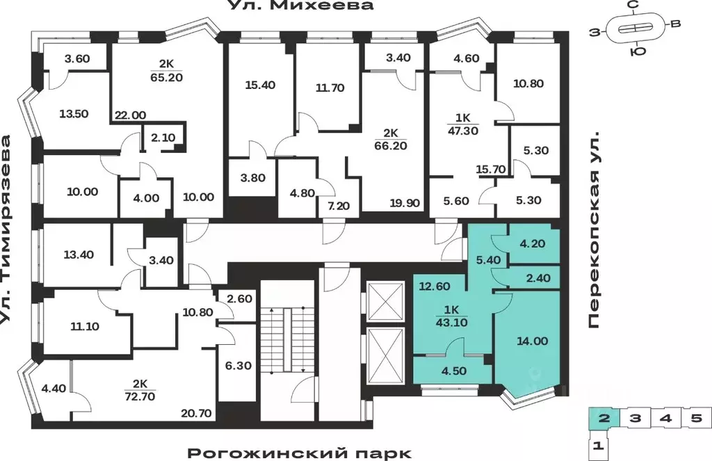 1-к кв. Тульская область, Тула ул. Михеева (43.1 м) - Фото 2