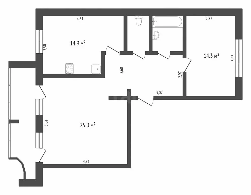 2-комнатная квартира: Каскара, Садовая улица, 37 (72 м) - Фото 0